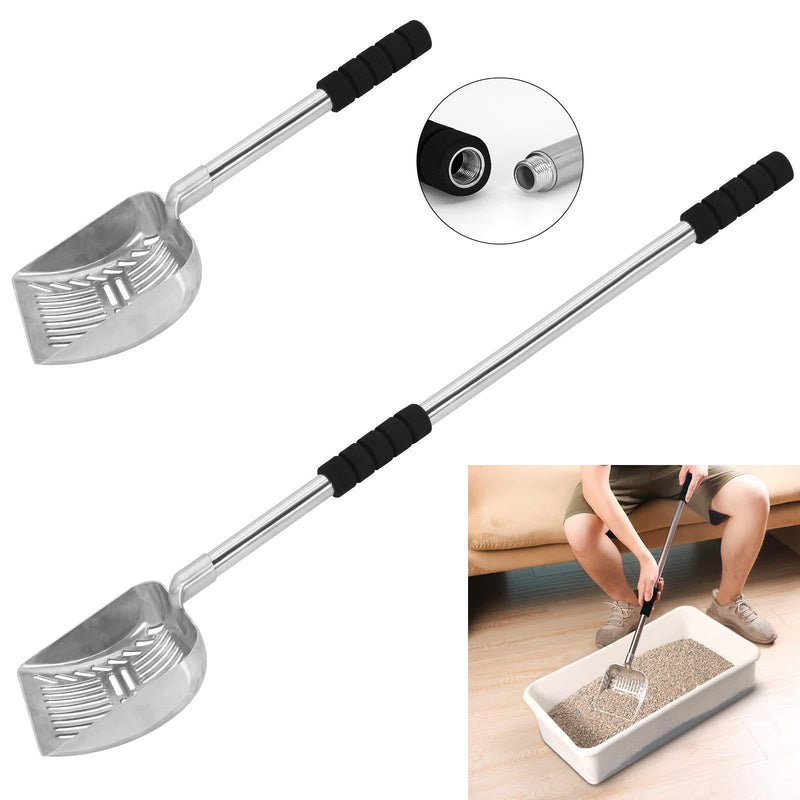 Abealv Cat Litter Scoop Metal Cat Litter Scooper Long Handle Cat Scoop Detachable Stainless Steel Non-Stick Cat Litter Sifter Pet Scoop with Deep Shovel Kitty Cat Scooper for Sifting Cats Litter Black - PawsPlanet Australia