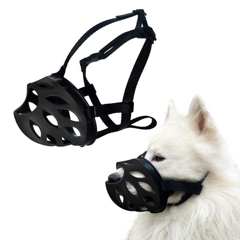 Dog Muzzle to Prevent Barking, Biting and Chewing, Soft Rubber Basket Muzzle for Small, Medium and Large Dogs 1 - Toy Poodle Black - PawsPlanet Australia