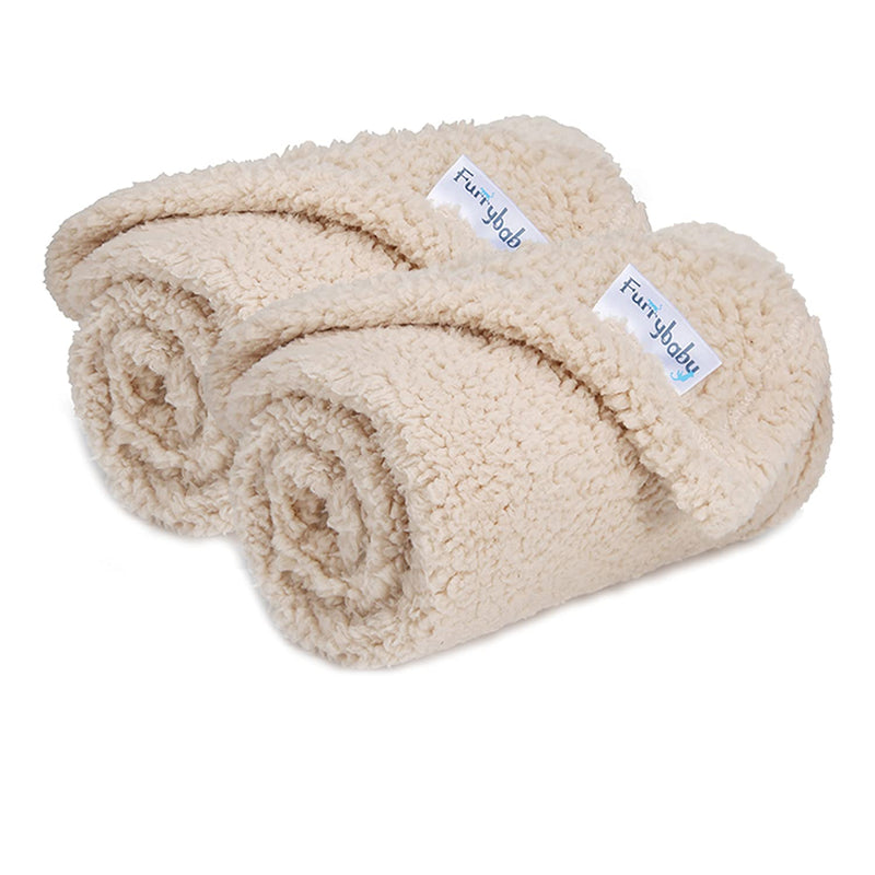 Premium Fluffy Fleece Dog Blanket, Soft and Warm Pet Throw for Dogs & Cats (2-Pack Small 24x32'', Beige&Beige) S-24x32'' 2PACK Beige & Beige Blanket - PawsPlanet Australia