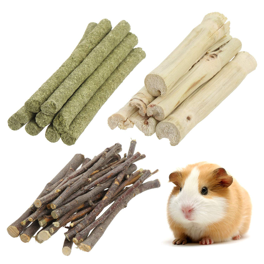 genenic 3 Pack Bunny Chew Toys, 300g Natural Apple Sticks Timothy Sticks And Sweet Bamboo Teeth Grinding Toy, Bunny Hamster Parrot Chinchillas Guinea Pig Gerbils Teeth Toy - PawsPlanet Australia