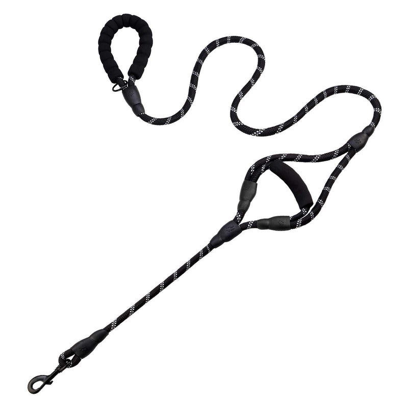 Anbeer 6 FT Dog Leash Traffic Padded Two Handles, Reflective Threads for Control Safety Training for Medium to Large Dogs-Black Black - PawsPlanet Australia