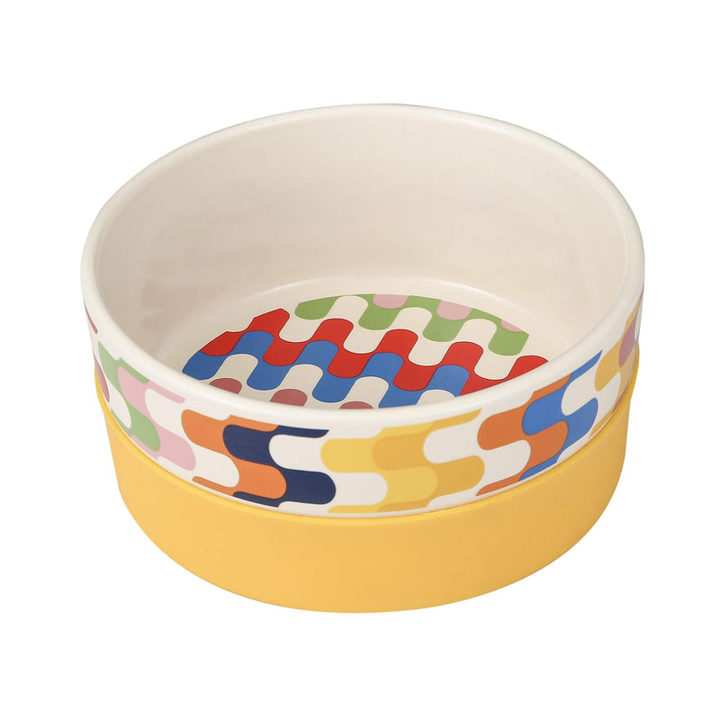 Now House for Pets by Jonathan Adler Duo Dog Bowl, Cute Ceramic Dog Food Bowl from Now House by Jonathan Adler for Water or Food, Available in Multiple Sizes Small Bargello - PawsPlanet Australia