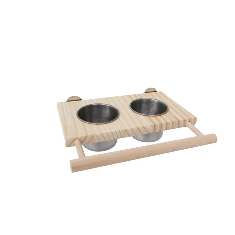 Tfwadmx Bird Food Stainless Steel Cups Wooden Perch Stand Hanging Feeder Bowls Feeding and Watering Supplies for Parakeets Conures Cockatiels Budgie Parrot - PawsPlanet Australia