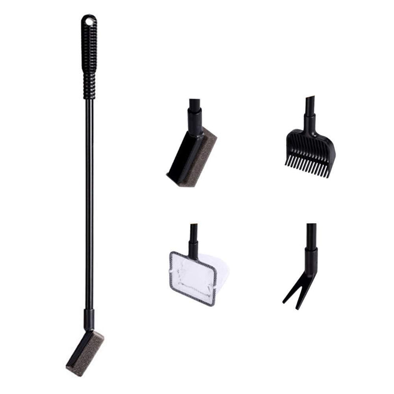 JOBEDE Aquarium Cleaning Set Fish Tank Cleaning Tools Clean Sponge Spoon Net Gravel Rake Plant Fork with Long Handle Multifunctional 4pcs Cleaning Tools for Aquarium Home Aquarium Fish Farm 4-in-1 - PawsPlanet Australia