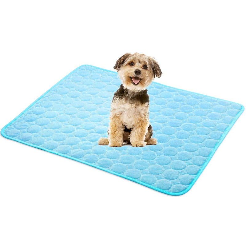 Cooling Mat for Dogs, Dog Cooling Mat Reusable Pet Self Cooling Blanket Washable Cats Cushion Ice Silk Kennel Mat Breathable Pet Crate Pad for Home and Travel (M 22X28 in, Blue) M 22X28 IN - PawsPlanet Australia