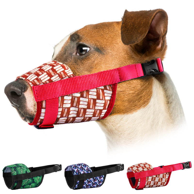 Murom Dog Muzzle Adjustable Nylon Soft Print Mouth Cover Design Pattern Anti Biting Barking Pet Muzzles Small Medium Large Brickwork S - PawsPlanet Australia