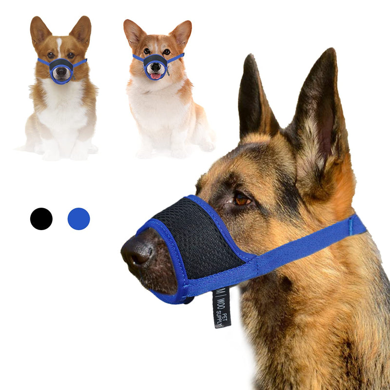 woopetsupply Dog Muzzle for Large Medium Small Dogs for Biting,Barking,Chewing,Grooming with mesh Breathable Adjustable Strap M:5.5-7.9in Blue - PawsPlanet Australia