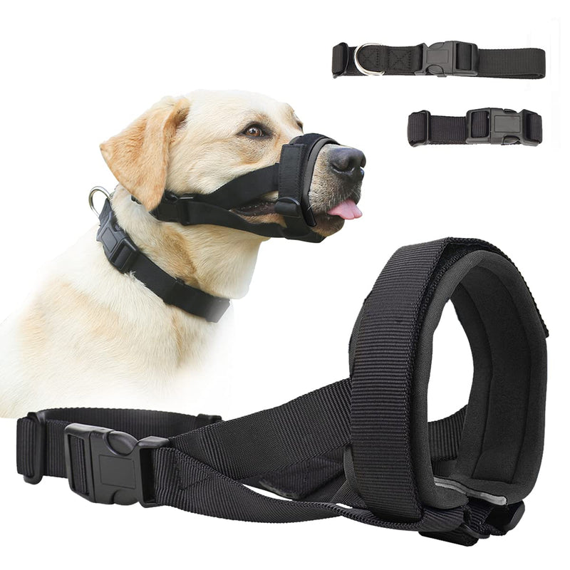 BARKLESS Dog Muzzle, Soft Padded Comfy Muzzle for Biting and Chewing, Adjustable Muzzle for Small, Medium, Large Dogs Corgi Labrador, Allows Drinking and Panting S Black - PawsPlanet Australia