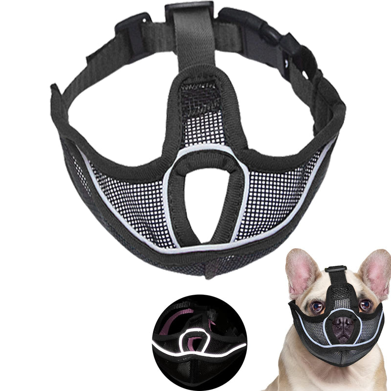 Ohkasanji Short Snout Dog Muzzles, Adjustable Bulldog Mask Breathable Mesh Dogs Muzzles, Anti Biting Barking and Licking Chewing, Training Dog Mask for Bull Dogs, Pugs, Shar-Pei, Chihuahua Dogs S Black - PawsPlanet Australia