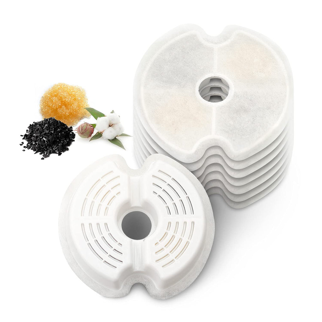 NautyPaws Cat Water Fountain Filters, 8 Packs Replacement Carbon Filters for Automatic Pet Water Fountain, Stainless Steel Cat Water Fountain - PawsPlanet Australia