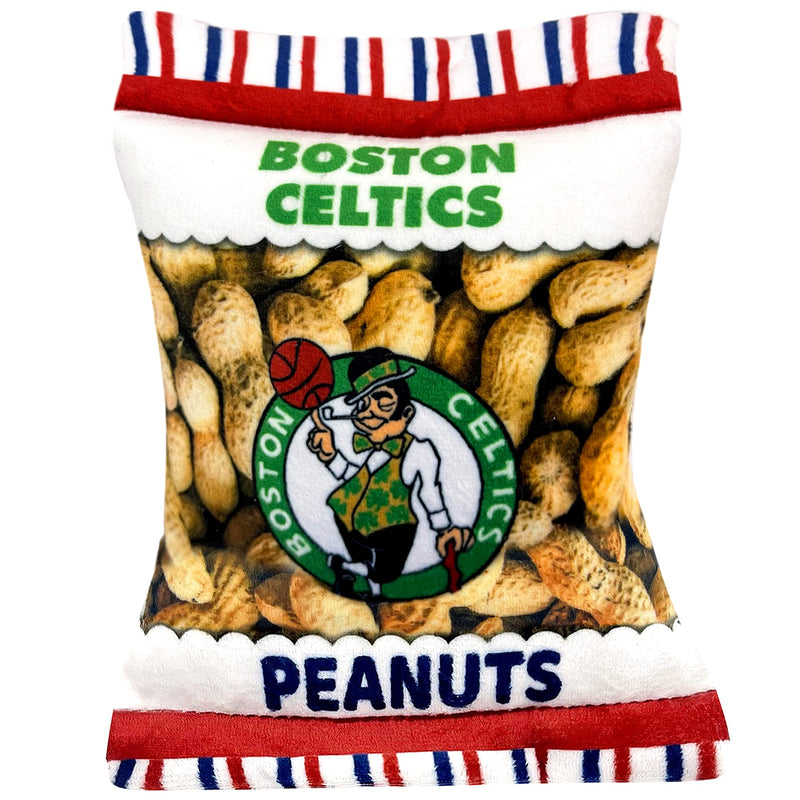 NBA Boston Celtics Crinkle FINE Plush Dog & CAT Squeak Toy - Cutest Stadium Peanuts Snack Plush Toy for Dogs & Cats with Inner Squeaker & Beautiful Baseball Team Name/Logo - PawsPlanet Australia