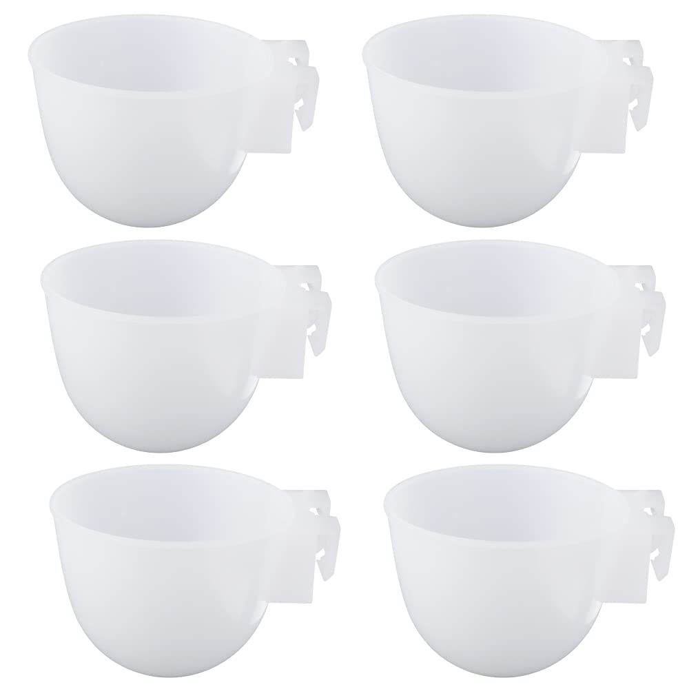 6 Pcs Mini Bird Food Bowl Feeder, Parrot Convenient Hanging Container, Plastic Pigeon Bird Cage Dish (White) - PawsPlanet Australia