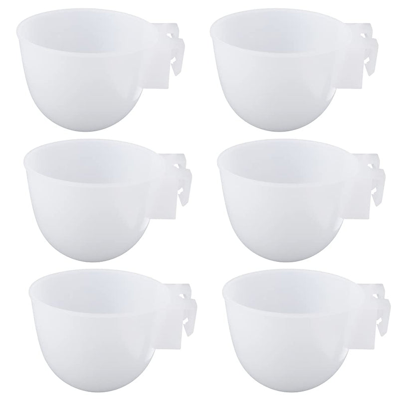 6 Pcs Mini Bird Food Bowl Feeder, Parrot Convenient Hanging Container, Plastic Pigeon Bird Cage Dish (White) - PawsPlanet Australia