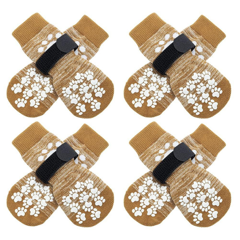 EXPAWLORER Double Side Anti-Slip Dog Socks 4 Pairs - Adjustable Pet Paw Protector with Straps Traction Control Non-Skid for Indoor on Hardwood Floor Wear, Paw Protection for Puppy Pets Dogs - PawsPlanet Australia