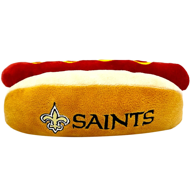 NFL New Orleans Saints HOT Dog Plush Dog & CAT Squeak Toy - Cutest HOT-Dog Snack Plush Toy for Dogs & Cats with Inner Squeaker & Beautiful Football Team Name/Logo - PawsPlanet Australia