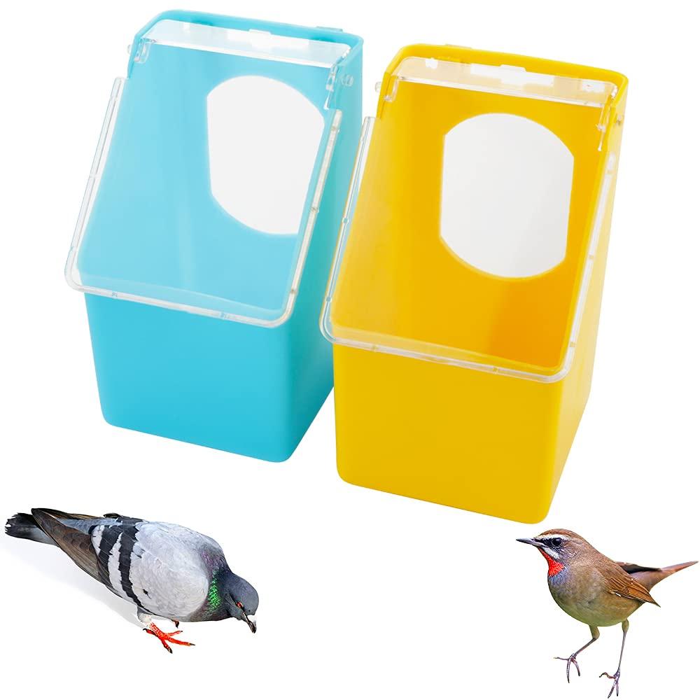 2 Pcs Pigeon Plastic Feeder, Bird Food Feeding Hanging Box for Bird Poultry Pigeon Parrot Parakeet Budgie Cage (One Hole) - PawsPlanet Australia