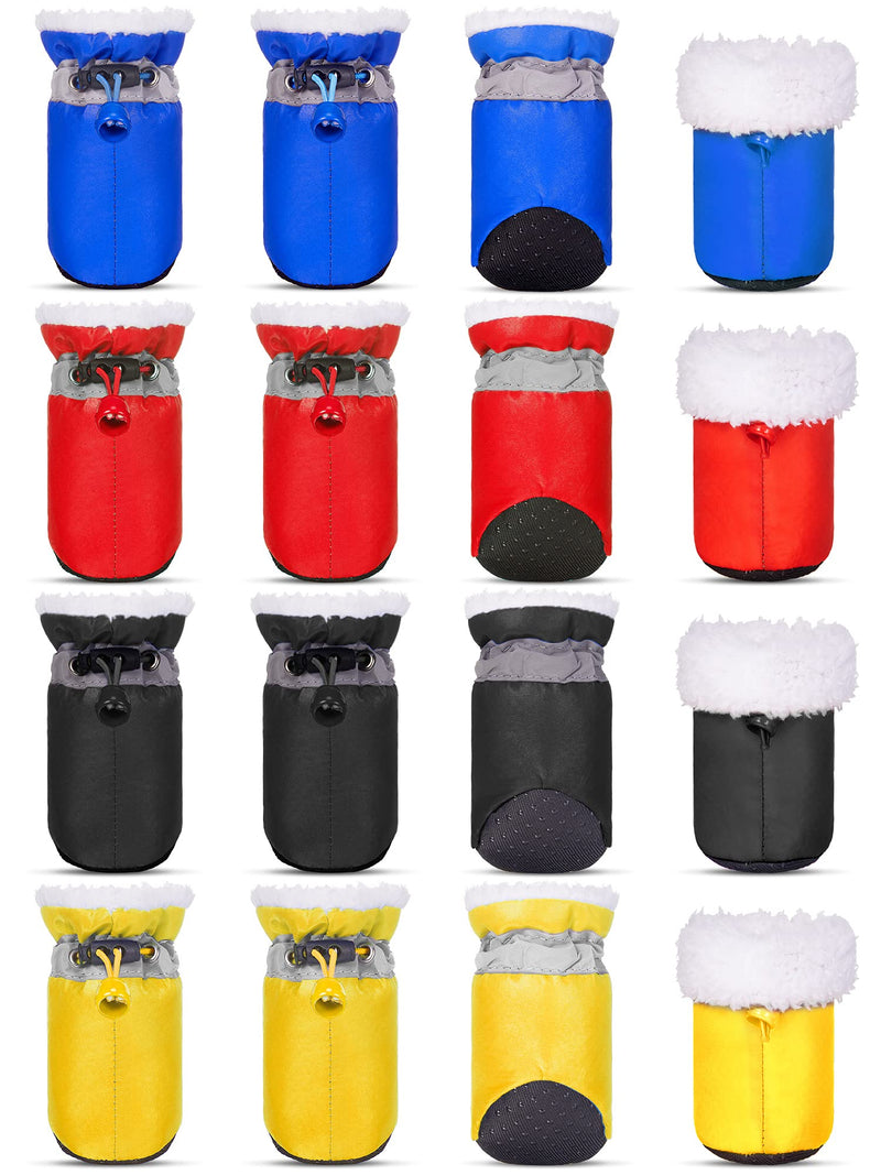 4 Sets 16 Pieces Waterproof Dog Shoes Dog Snow Boots Dog Paw Protectors Dog Winter Boots Anti-Slip Dog Sock Shoes with Adjustable Drawstring for Dogs Pets Medium - PawsPlanet Australia