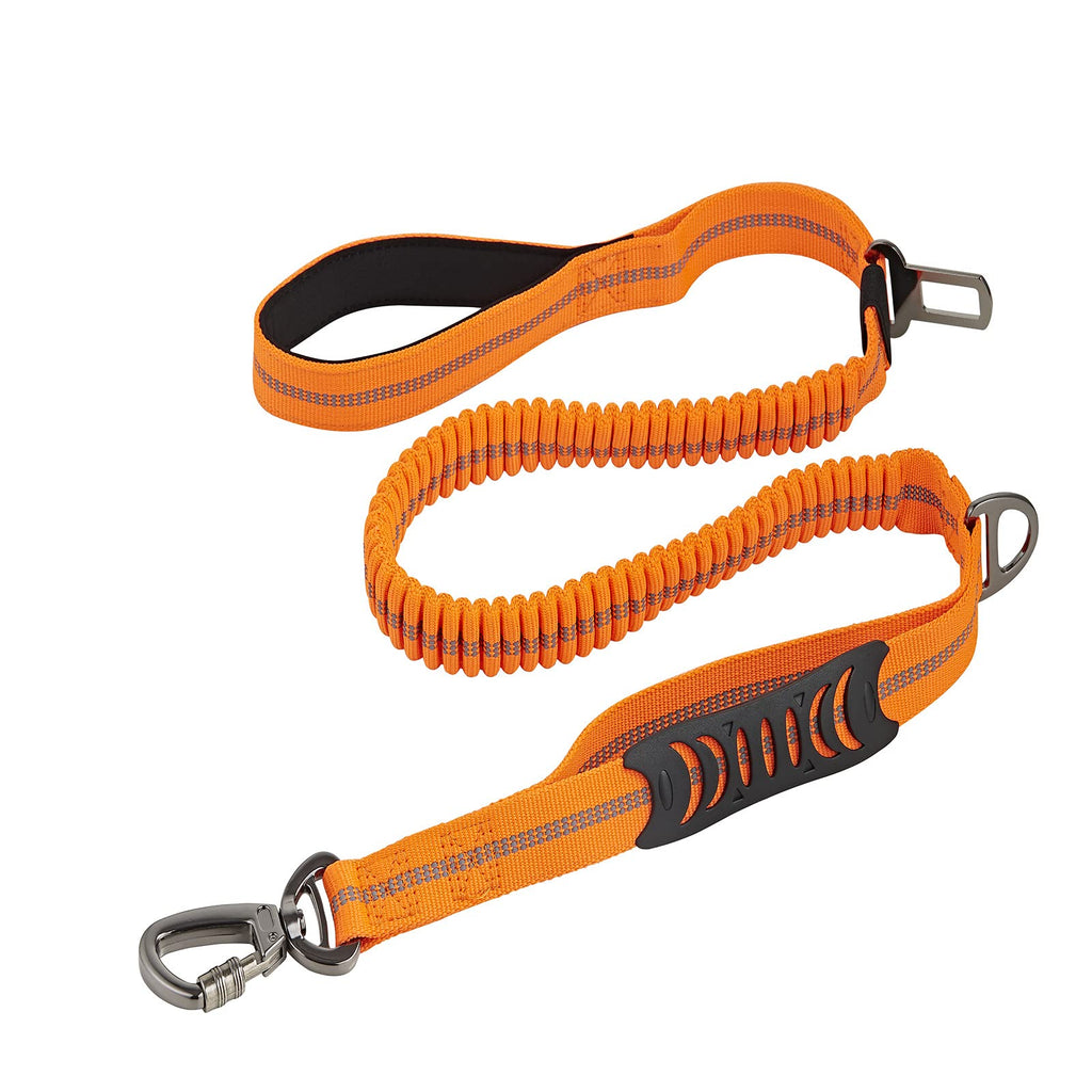 Dog Leash Multi-Functional Shock-Proof Explosion-Proof Elastic Retractable Leash Anti-Luminous Leash, with car seat Belt Buckle, Suitable for Medium and Large Dogs Under 150 pounds. 橙色 - PawsPlanet Australia