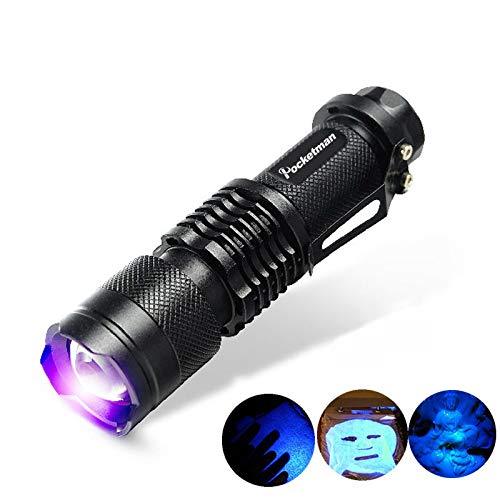 Pocketman SK68 One Mode 300LM Zoomable 396nm UV-Ultraviolet LED Black Flashlight for Detecting Pet Dog Stains Checking Passport Money,Cosmetic and More - PawsPlanet Australia
