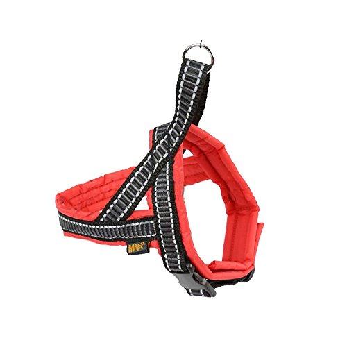 MNC Pet Classic T-Harness Full Nylon Padding, Size 35, Red - PawsPlanet Australia