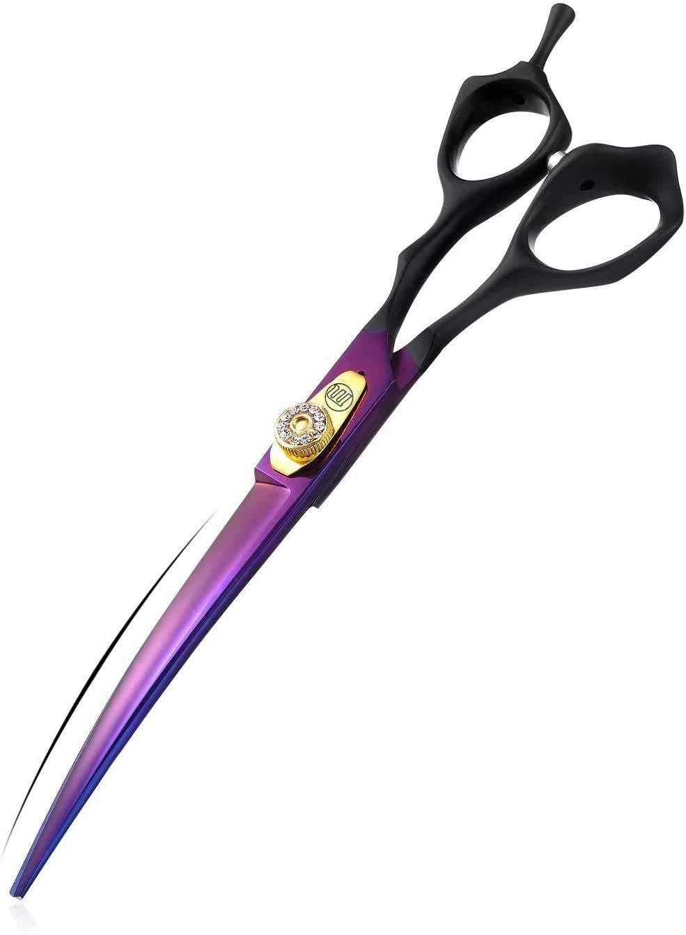 Moontay 7.0" Scissor Set- Dog Grooming Hair Cutting Scissors and Pet Chunker Shears with Bag- for Mancinism Pet Groomer or Family DIY (Downward Curved Scissor) Downward Curved Scissor - PawsPlanet Australia