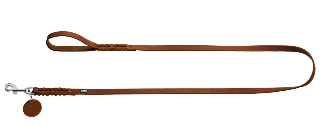 HUNTER Leash Solid Education, 16/100 Soft genuine cow leather, cognac - PawsPlanet Australia