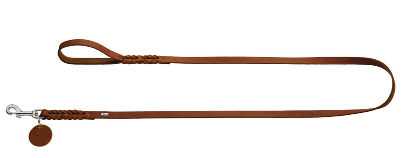 HUNTER Leash Solid Education, 16/100 Soft genuine cow leather, cognac - PawsPlanet Australia