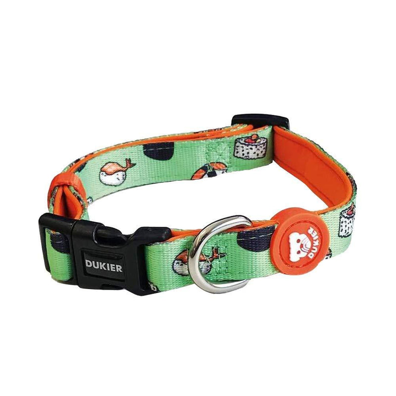 Dukier Dog Collar for Extra Small Dogs, Soft Cosy Breathable and Adjustable Green Pet Collars, size XS, Cool Prints Nigiri XS (Width: 0.59'' / Length: 8.2''- 11'') - PawsPlanet Australia