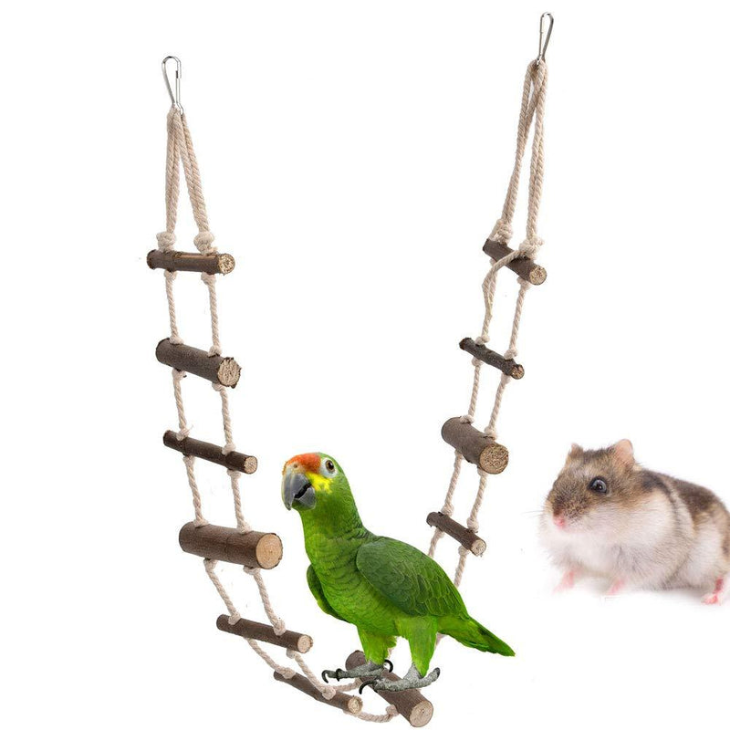 Bird Ladder, 39.37 Inch Natural Wood Climbing Suspension Bridge Toy for Parrots African Grey Cockatoo Budgie Parakeet Cockatiel Conure Lovebird Finch - PawsPlanet Australia