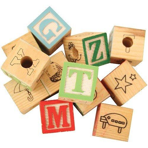 Wooden ABC Blocks - Large - Parrot & Parakeet Toy Parts - 12 Pack - PawsPlanet Australia