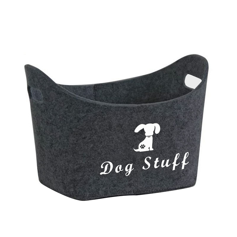 Brabtod Felt pet toy box and dog toy box storage with handles pet toy basket - Idea for organizing pet toys, coats, ropes, dog chew toys, blankets, leashes and any dog stuff - Dark Grey - PawsPlanet Australia