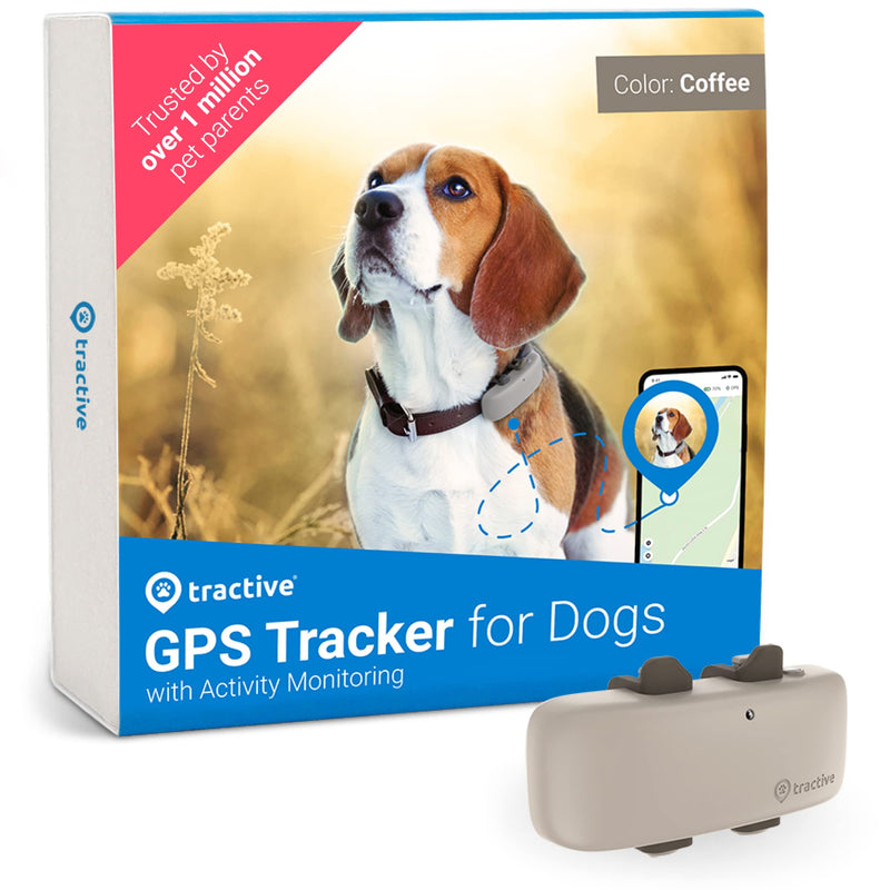 Tractive GPS DOG 4, Dog Tracker, Always Know Where Your Dog Is, Keep Them Fit with Activity Monitoring, Unlimited Range (Coffee) - PawsPlanet Australia