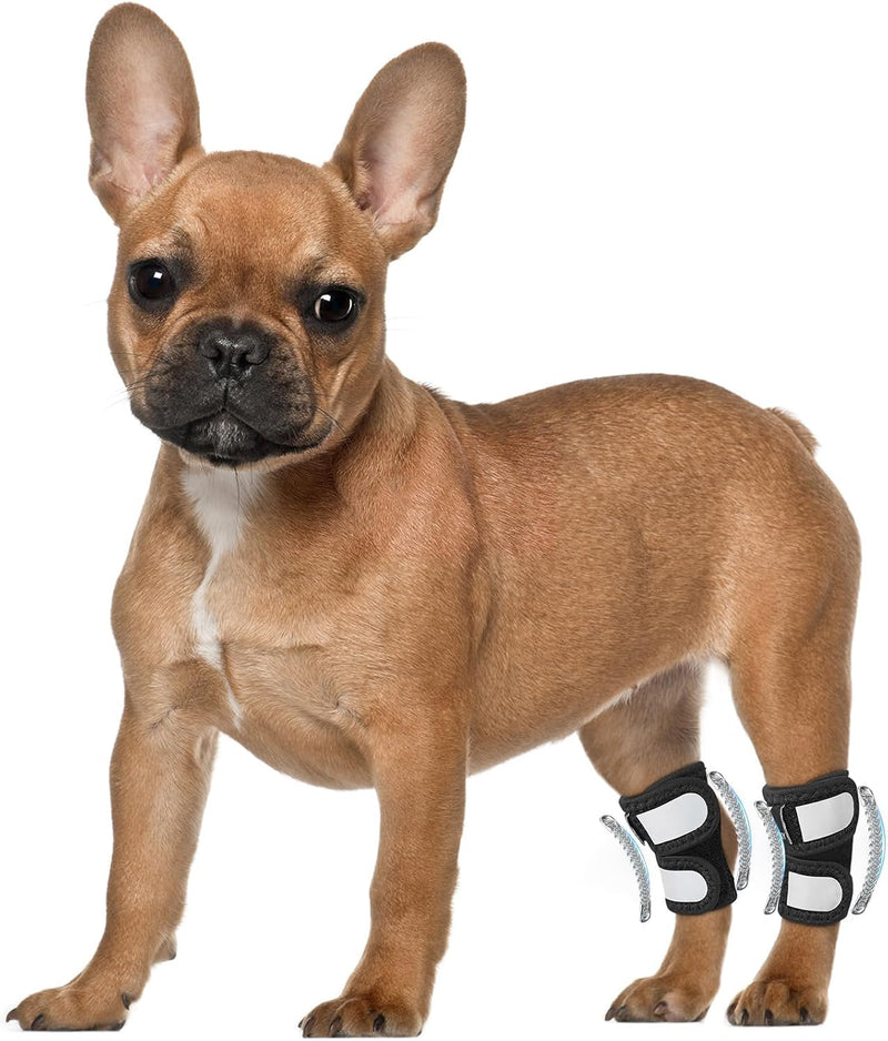 Dog Knee Brace for Torn ACL Hind Leg and Luxating Patella, Canine Rear Hock Joint Support, Joint Injury and Sprain Protection, Removable Design, Comes with 2 Spring Bars and 2 Steel Bars (XS Pair) XS