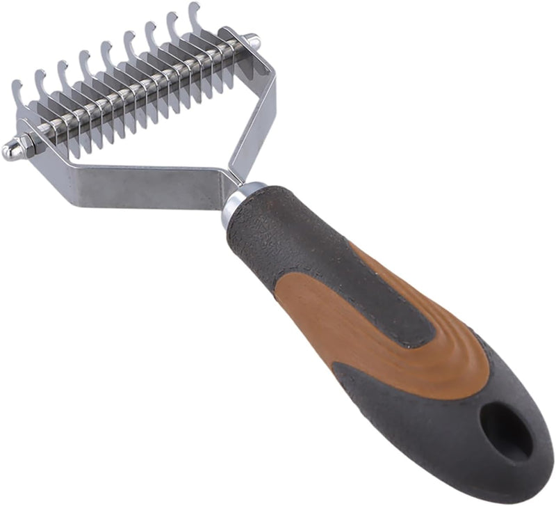 Pro Large 2-Sided Undercoat Rake, Deshedding Dematting Comb, Detangler Brush for Mats, Tangles & Shedding, Stainless Steel Blades, ABS Handle, Ideal for Long Haired Cats, Dogs and Rabbits - PawsPlanet Australia