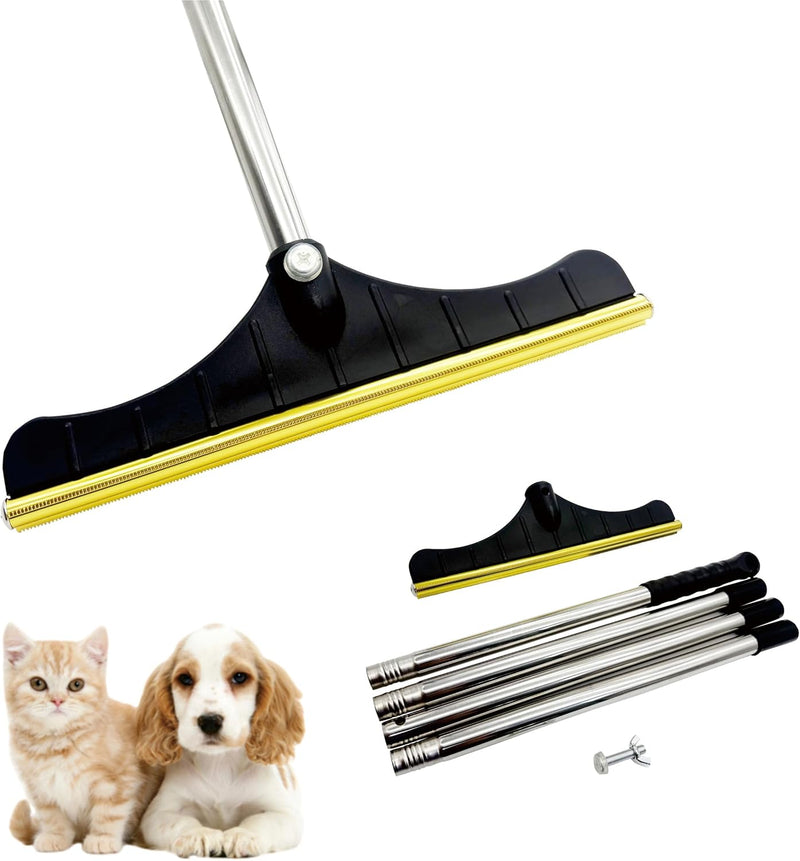 B-Land Carpet Rake for Pet Hair Removal, Reusable Pet Hair Removal Tool Cat Dog Hair Remover with 60” Long Adjustable Handle, Carpet Brush Carpet Scraper Pet Hair Remover Broom Black