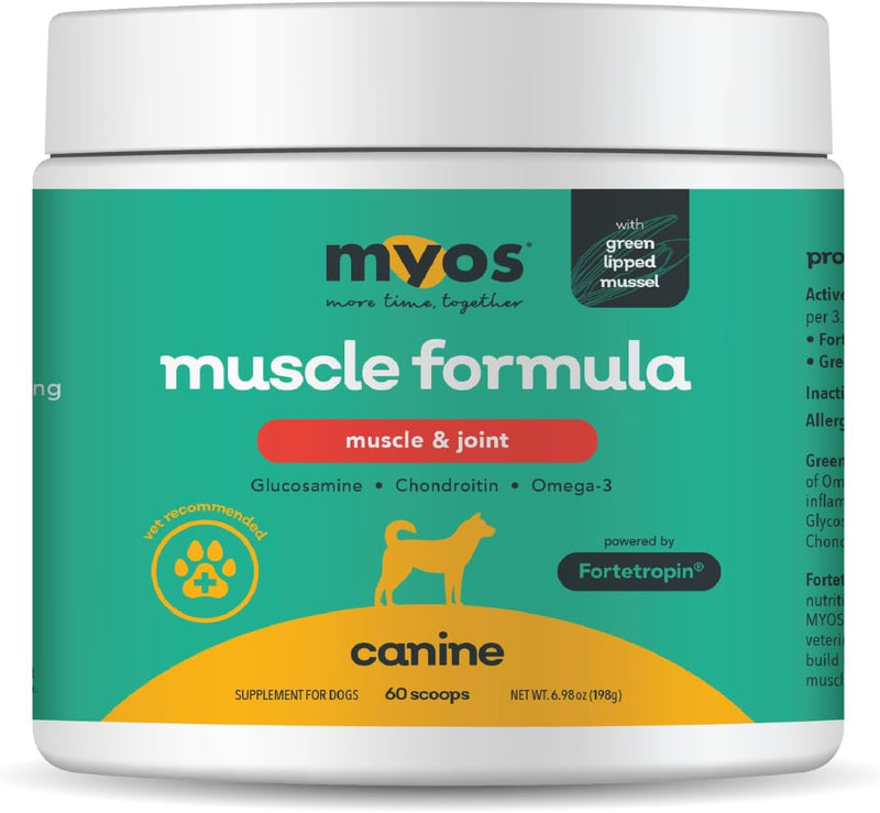 MYOS Muscle & Joint – All Natural Canine Joint Health Supplement Powered by Fortetropin with Green Lipped Mussel – Reduce Muscle Loss, Boost Joint Mobility & Improve Recovery and Reduce Inflammation