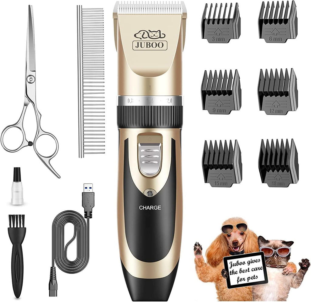 oneisall Dog Shaver Clippers Low Noise Rechargeable Cordless Electric Quiet Hair Clippers Set for Dogs Cats Pets Gold - PawsPlanet Australia