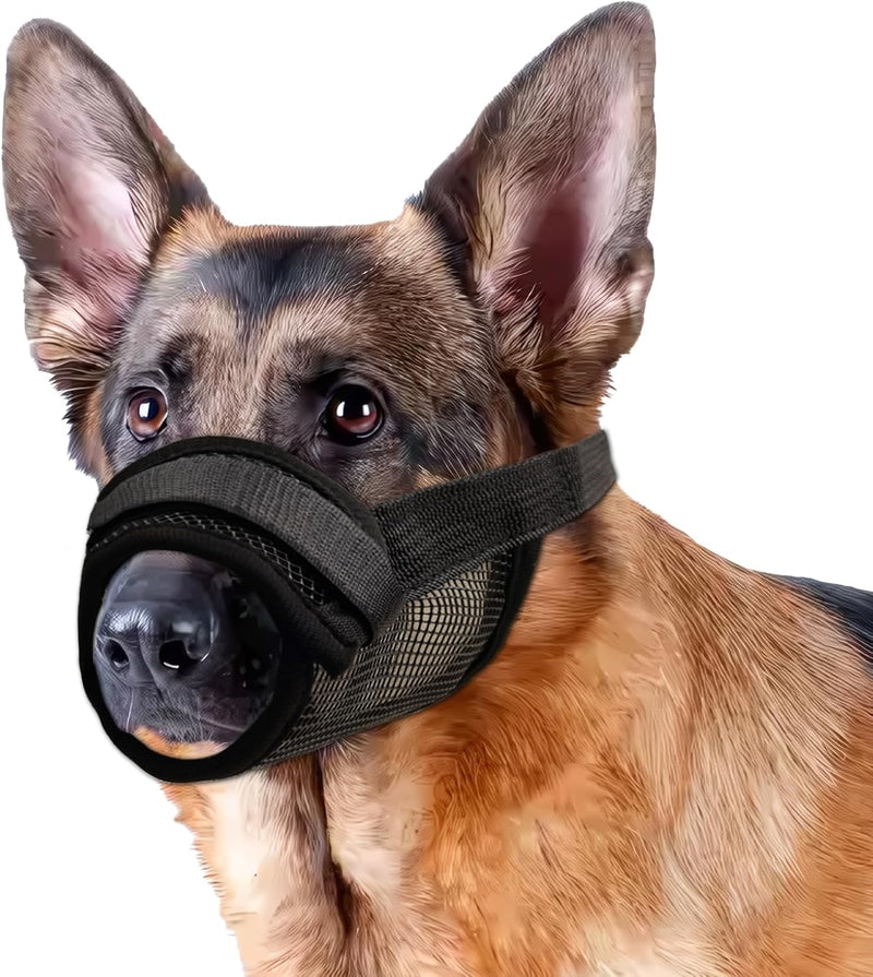 Dog Muzzle, Soft Mesh Muzzle for Large Dog Mouth Guard, Breathable Adjustable Muzzles to Prevent Biting, No Bark Muzzle for Dogs Allow Panting Drinking (Black, L) Black