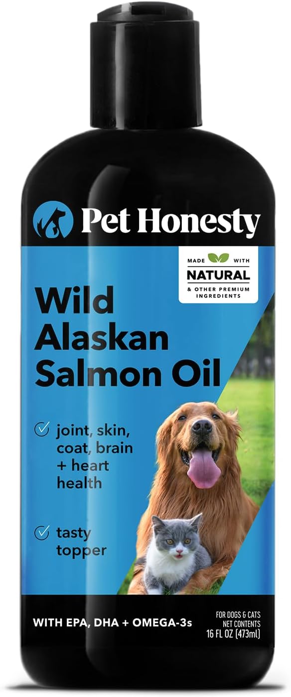 PetHonesty Liquid Wild Alaskan Salmon Oil Supplement for Cats - May Reduce Itching & Shedding, Omega-3s, Fish Oil for Cats, Supports Joints, Brain, and Heart. 8 oz Bottle with Pump - PawsPlanet Australia