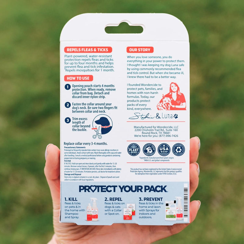 Wondercide Dog Collar - Flea, Tick, and Mosquito Repellent, Prevention for Dogs - with Natural Essential Oils - Pet and Family Safe - Up to 4 Months Protection 1 Collar - PawsPlanet Australia
