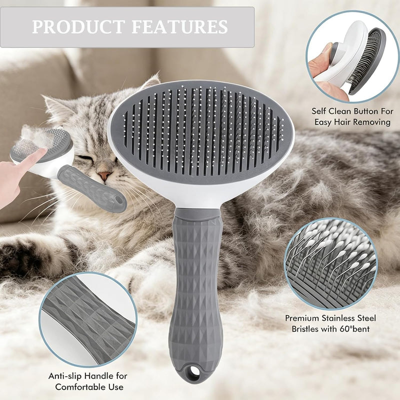 Hepper Deshedding Brush for Cats and Kittens - Removes Shed Fur From Short, Medium, or Long Hair With One Press