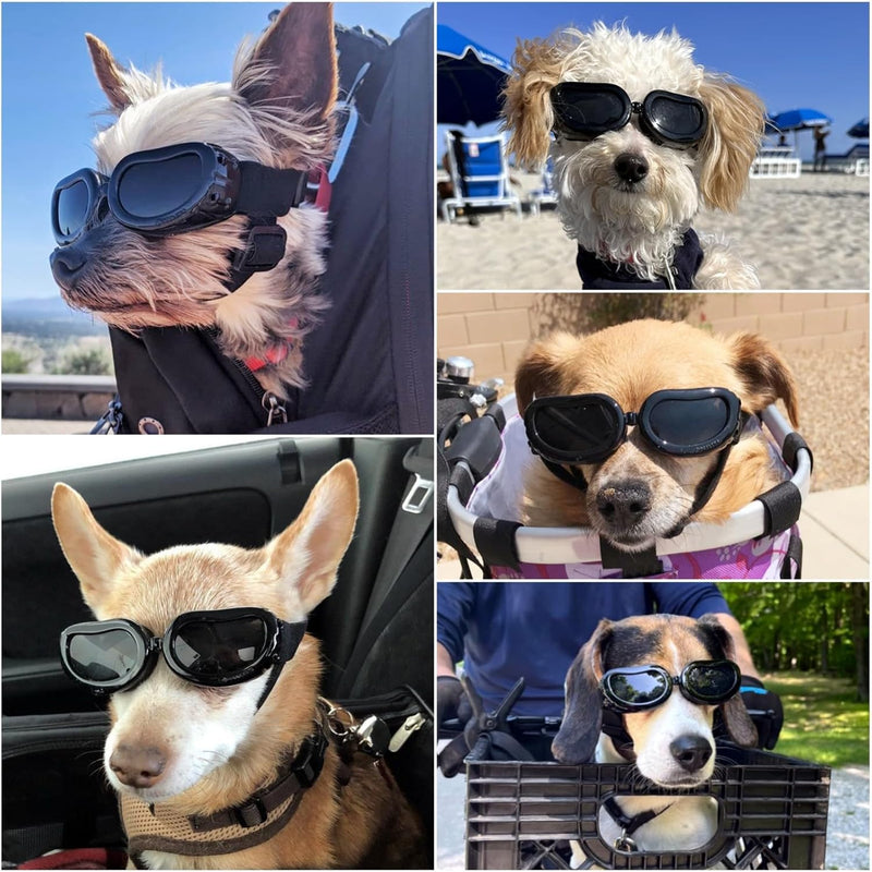 PETLESO Dog Goggles Small Breed, Dog Sunglasses Small Breed Goggles for Small Dogs Riding Driving Black