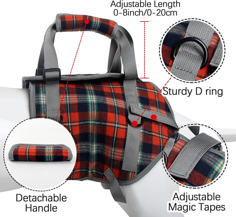 BIGNADO Dog Lifting Harness Hind Legs Support Dog Portable Recovery Walking Training Lift Support Strap with Handle for Old Injured Red X-LARGE - PawsPlanet Australia