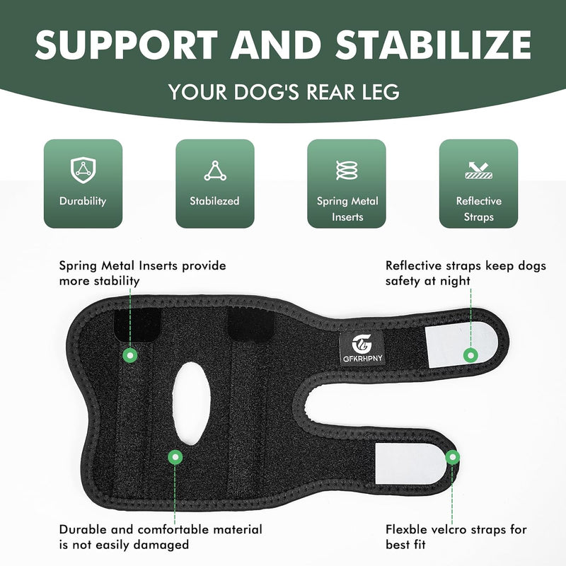 Dog Knee Brace for Torn ACL Hind Leg and Luxating Patella, Canine Rear Hock Joint Support, Joint Injury and Sprain Protection, Removable Design, Comes with 2 Spring Bars and 2 Steel Bars (XS Pair) XS