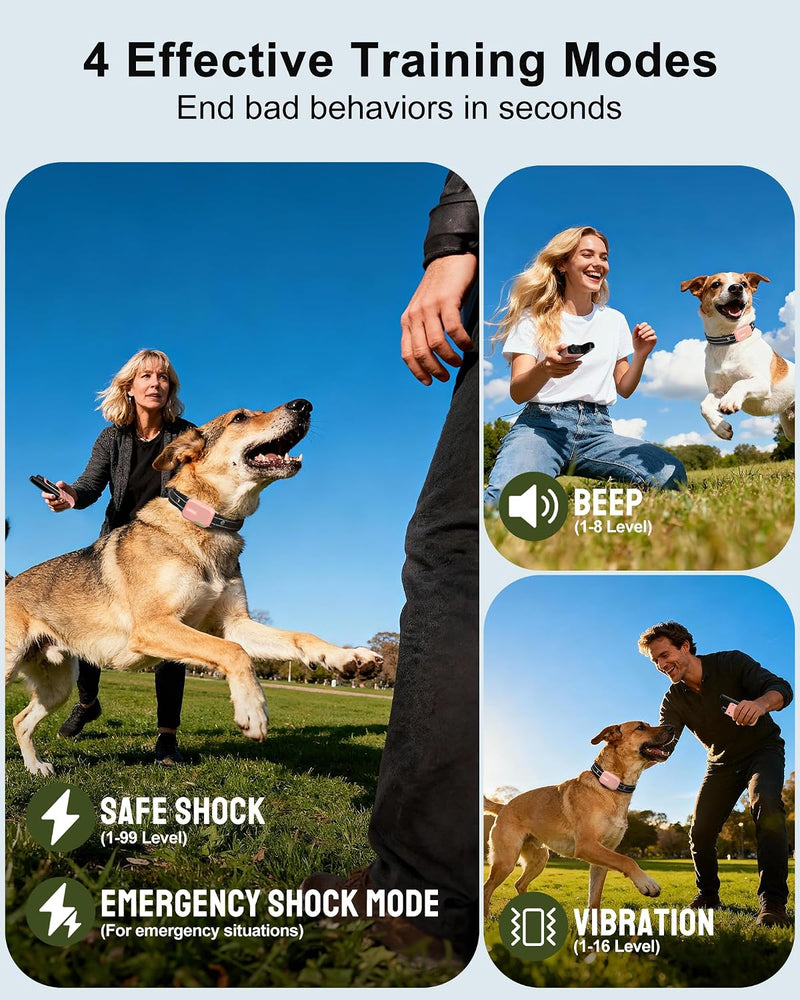 Jugbow Dog Shock Collar - 4200FT Dog Training Collar with Remote, IPX7 Waterproof Electric Collar with 4 Training Modes, Security Lock, Rechargeable e-Collar for Dogs 10-120lbs(Pink)