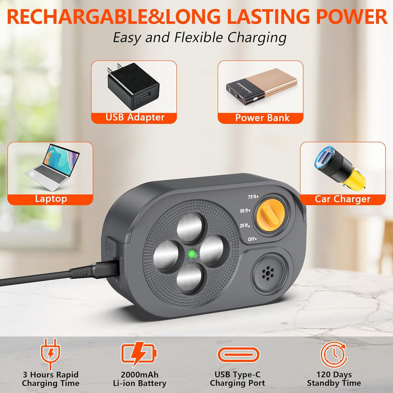 2026 New Anti Barking Device for Dogs, Bark Box Rechargeable Dog Barking Deterrent with Variable Ultra Frequency/6 Modes/IP65 Waterproof Dog Silencer Stop Neighbors‘ Dog from Barking Up to 75ft(Black) Black Anti Barking Device
