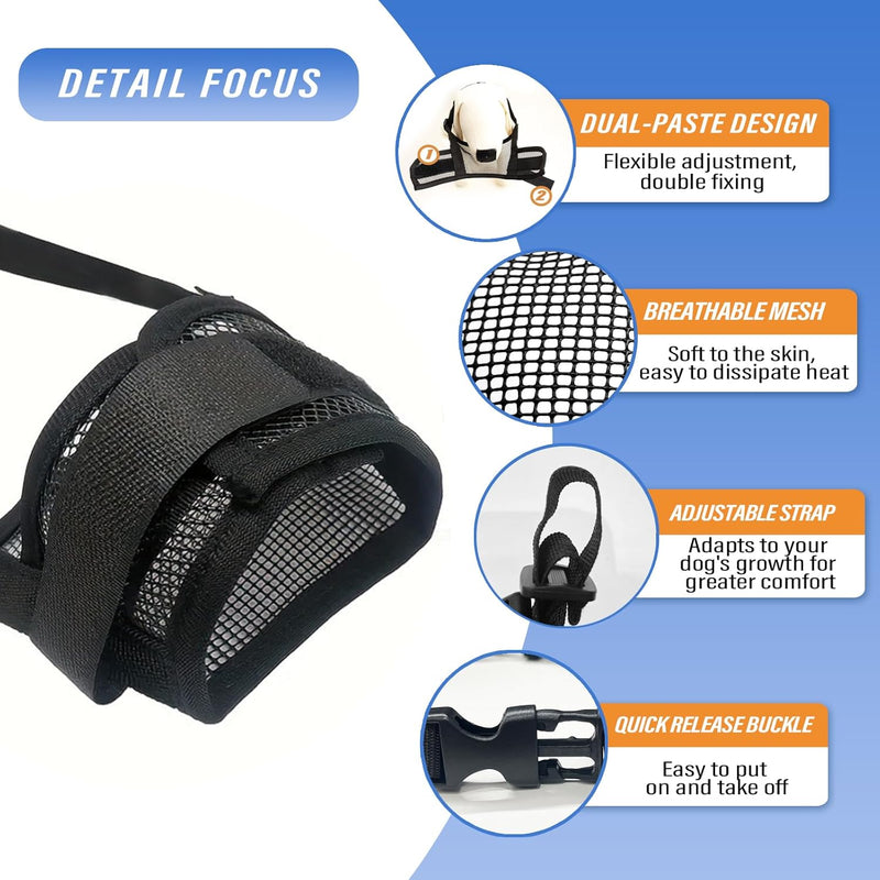 Dog Muzzle, Soft Mesh Muzzle for Large Dog Mouth Guard, Breathable Adjustable Muzzles to Prevent Biting, No Bark Muzzle for Dogs Allow Panting Drinking (Black, L) Black