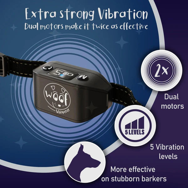 The Woof Whisperer Anti Bark Dog Collar Small Medium Large Dogs STOP BARKING No Shock Vibration Sound Training Collar HUMANE & SAFE Automatic Anti-Bark Barking Deterrent Device - PawsPlanet Australia