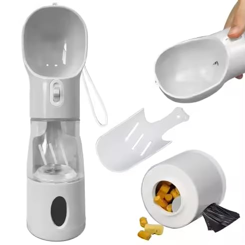 3-in-1 Portable Pet Water Bottle, Food Container & Waste Bag Dispenser – Leak-Proof Travel Feeder for Dogs & Cats by TROTULIN - PawsPlanet Australia