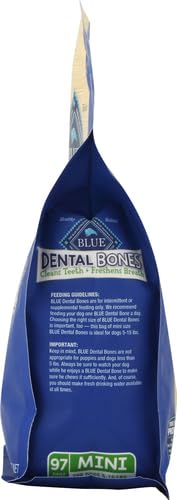 Blue Buffalo Dental Bones Mini Natural Dental Chew Dog Treats Bag Value Pack Unflavored 1.69 Pound (Pack of 1) - PawsPlanet Australia